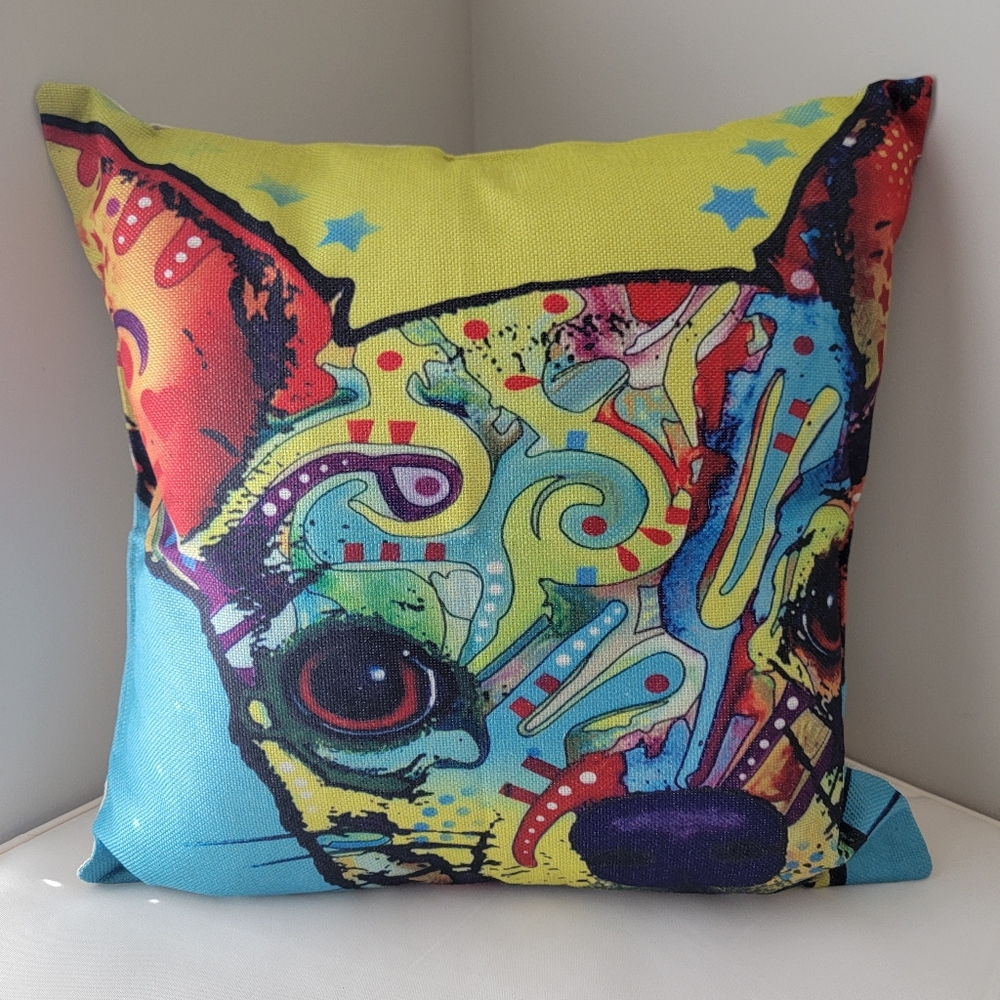 Dog Design Colorful Dog Art Throw Pillow cover
